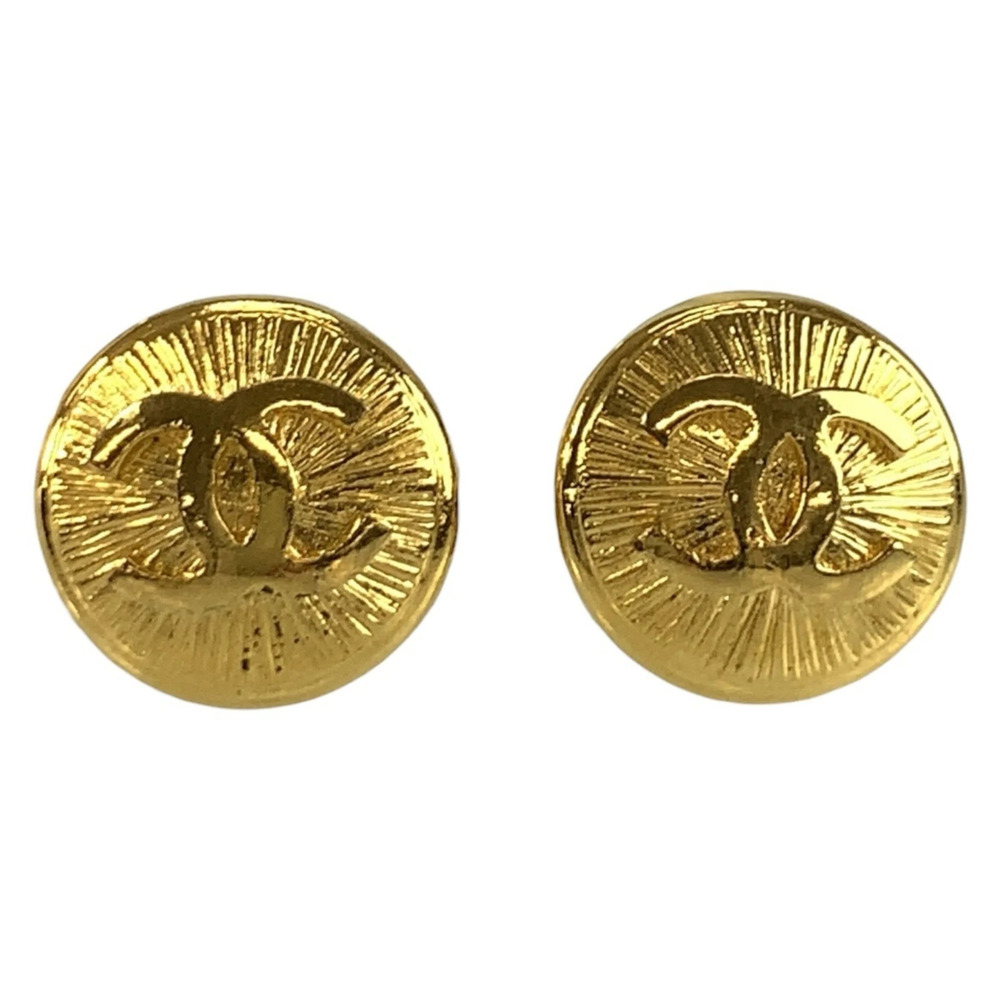 CHANEL Vintage Gold Logo Earrings